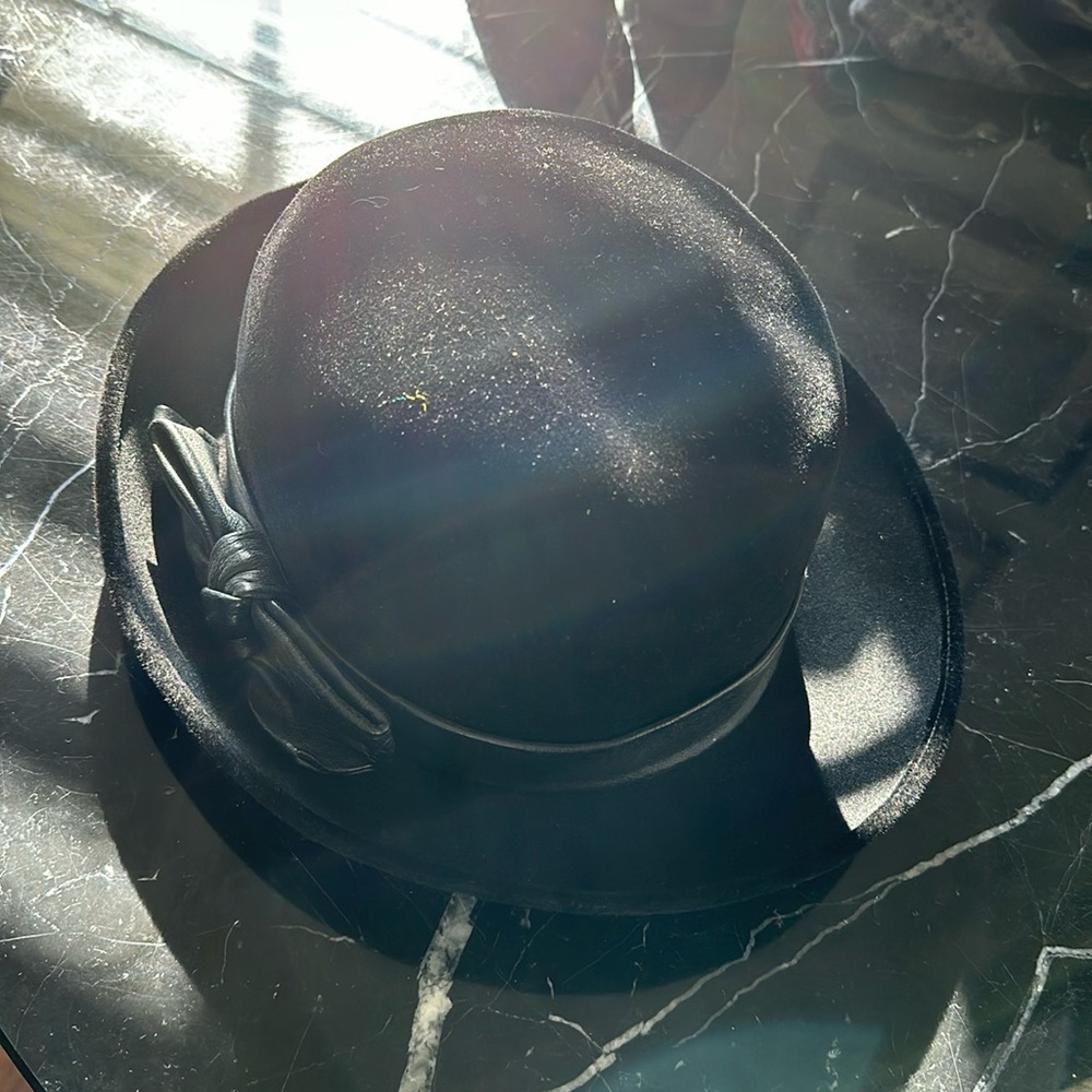 Velvet and leather hat from Neiman Marcus